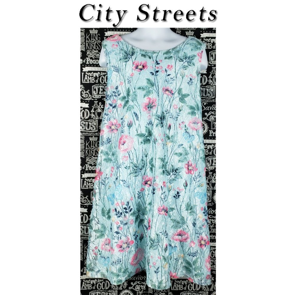 City Streets Floral Lace Dress Size Medium 10/12